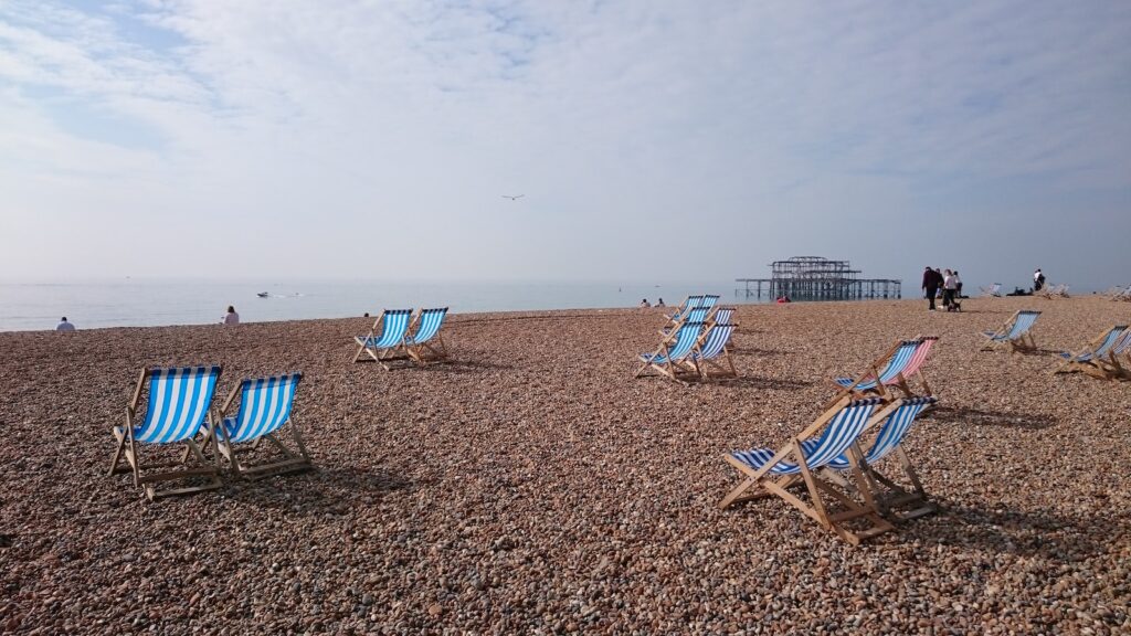 Deckchairs on a UK beach